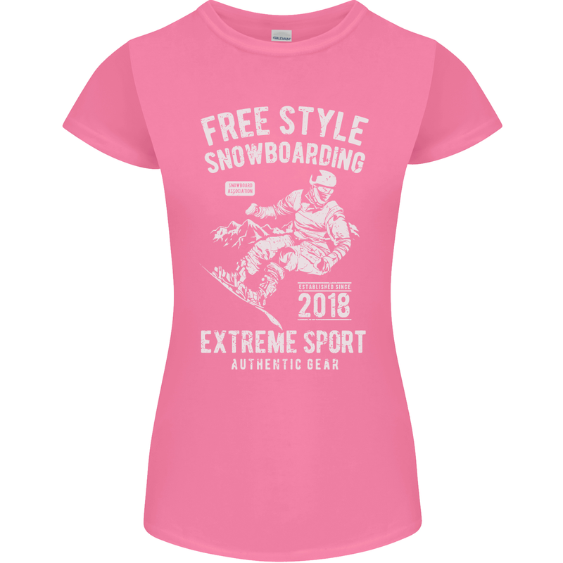 Freestyling Snowboarding Snowboard Womens Petite Cut T-Shirt Azalea