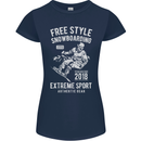 Freestyling Snowboarding Snowboard Womens Petite Cut T-Shirt Navy Blue
