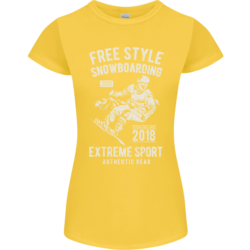 Freestyling Snowboarding Snowboard Womens Petite Cut T-Shirt Yellow