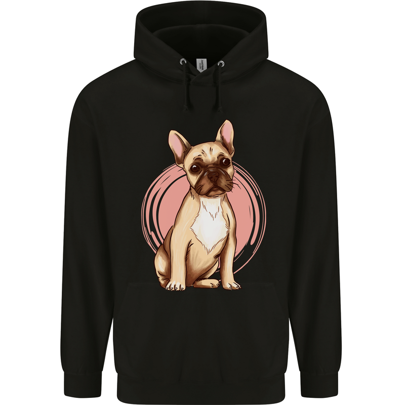French Bulldog Mens 80% Cotton Hoodie Black