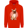 French Bulldog Mens 80% Cotton Hoodie Bright Red