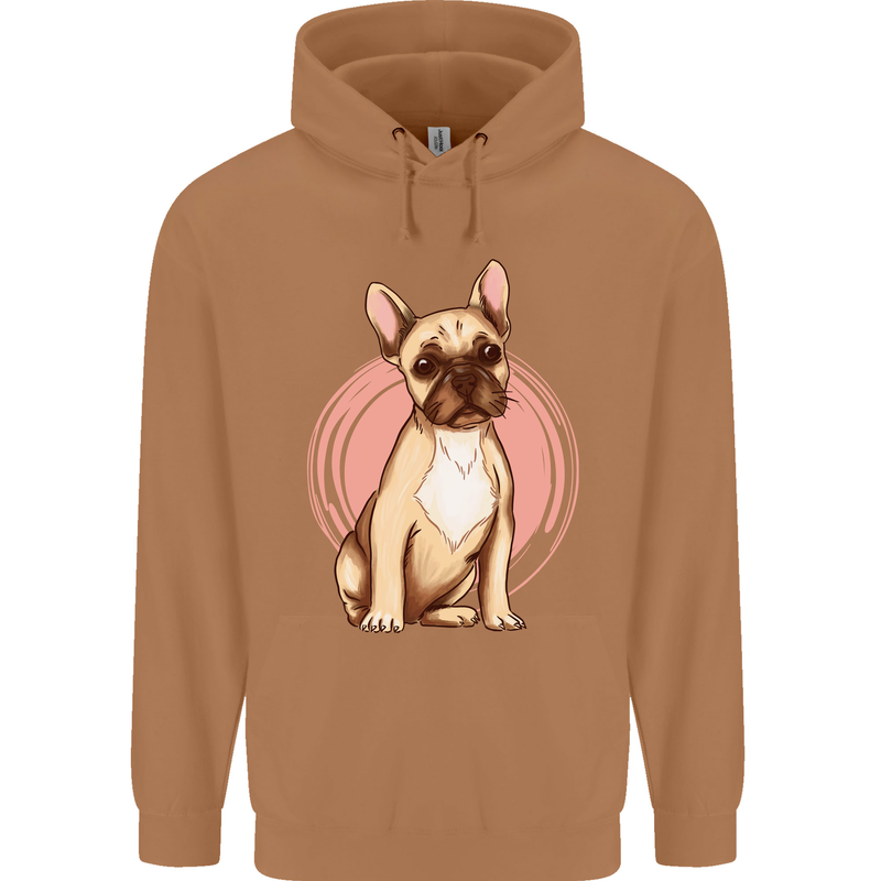 French Bulldog Mens 80% Cotton Hoodie Caramel Latte