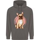 French Bulldog Mens 80% Cotton Hoodie Charcoal