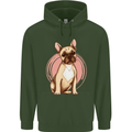 French Bulldog Mens 80% Cotton Hoodie Forest Green