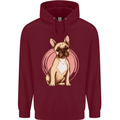 French Bulldog Mens 80% Cotton Hoodie Maroon