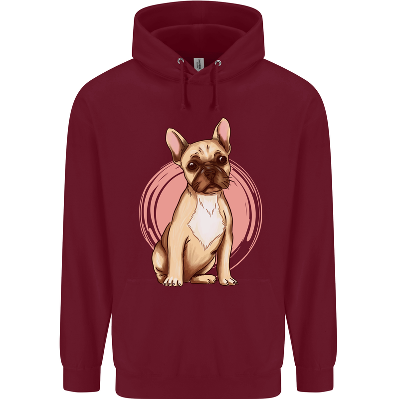 French Bulldog Mens 80% Cotton Hoodie Maroon