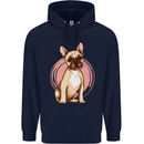 French Bulldog Mens 80% Cotton Hoodie Navy Blue