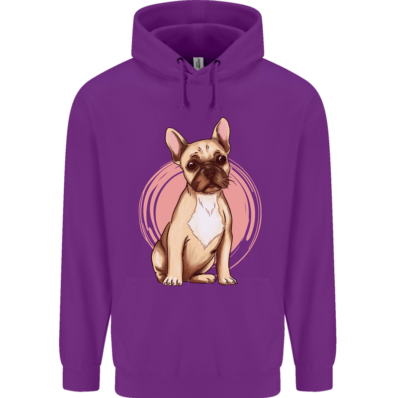 French Bulldog Mens 80% Cotton Hoodie Purple