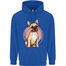 French Bulldog Mens 80% Cotton Hoodie Royal Blue