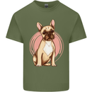 French Bulldog Mens Cotton T-Shirt Tee Top Military Green