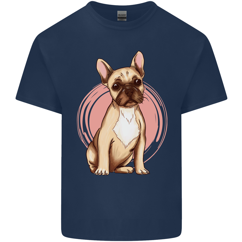 French Bulldog Mens Cotton T-Shirt Tee Top Navy Blue