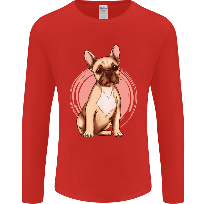 French Bulldog Mens Long Sleeve T-Shirt Red