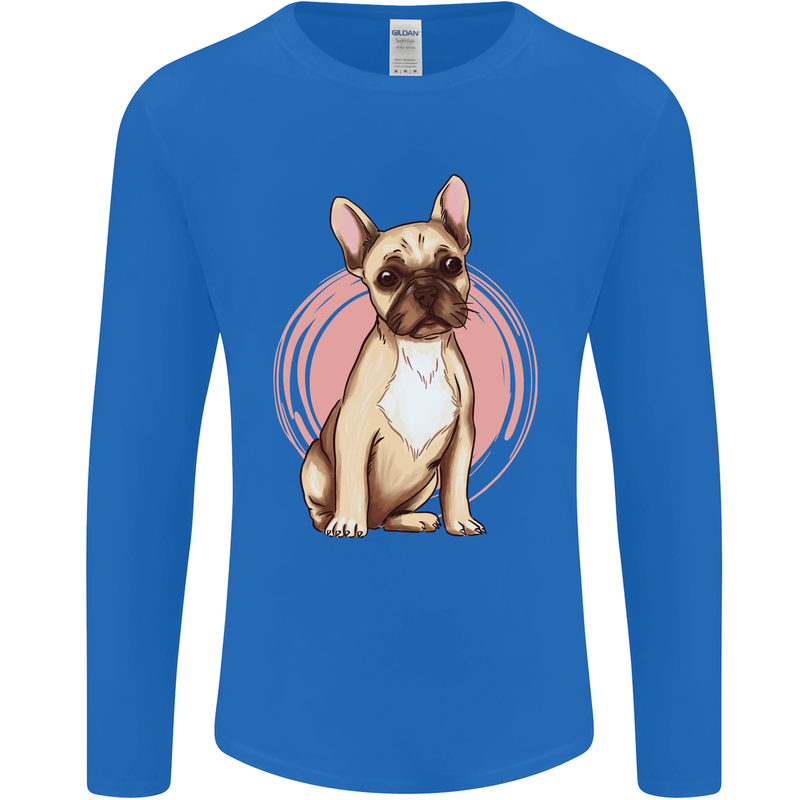 French Bulldog Mens Long Sleeve T-Shirt Royal Blue