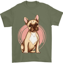 French Bulldog Mens T-Shirt Cotton Gildan Military Green