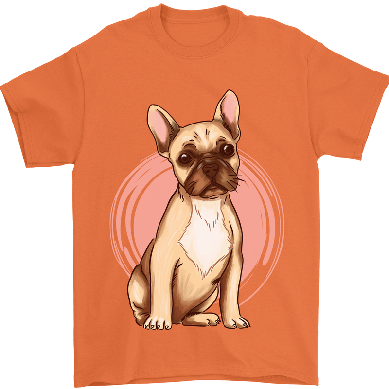 French Bulldog Mens T-Shirt Cotton Gildan Orange