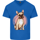 French Bulldog Mens V-Neck Cotton T-Shirt Royal Blue