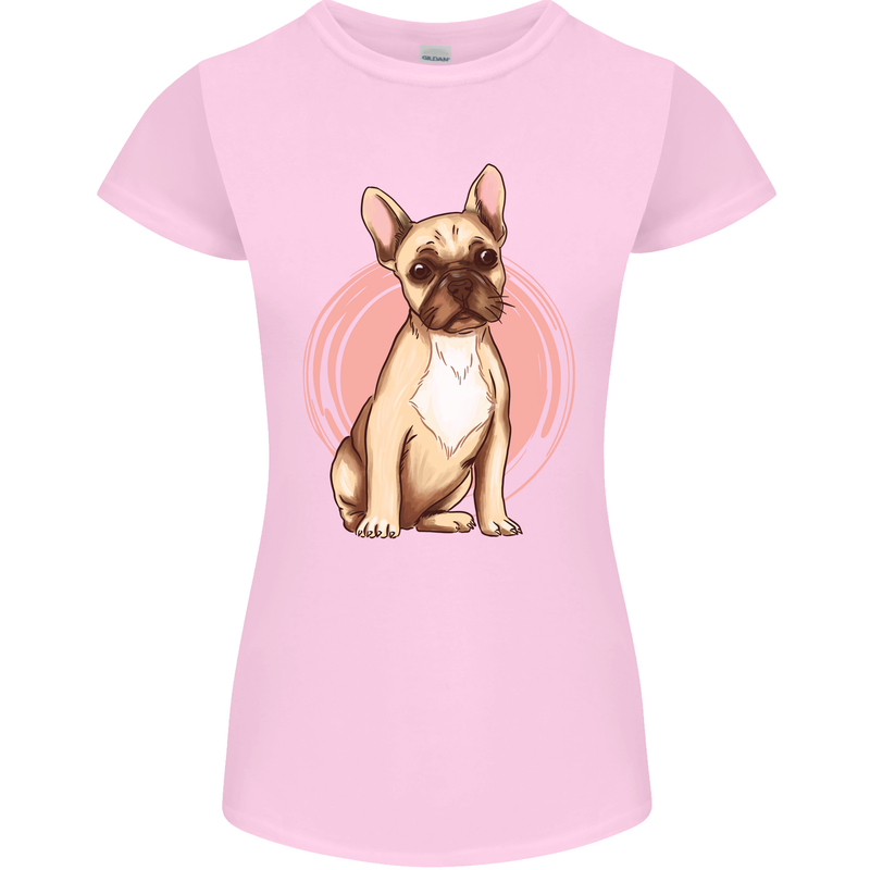 French Bulldog Womens Petite Cut T-Shirt Light Pink