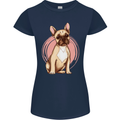 French Bulldog Womens Petite Cut T-Shirt Navy Blue