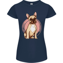 French Bulldog Womens Petite Cut T-Shirt Navy Blue