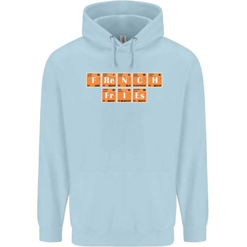 French Fries Periodic Table Chemistry Funny Childrens Kids Hoodie Light Blue