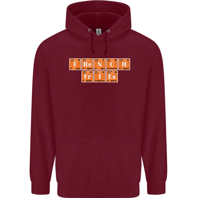 French Fries Periodic Table Chemistry Funny Childrens Kids Hoodie Maroon