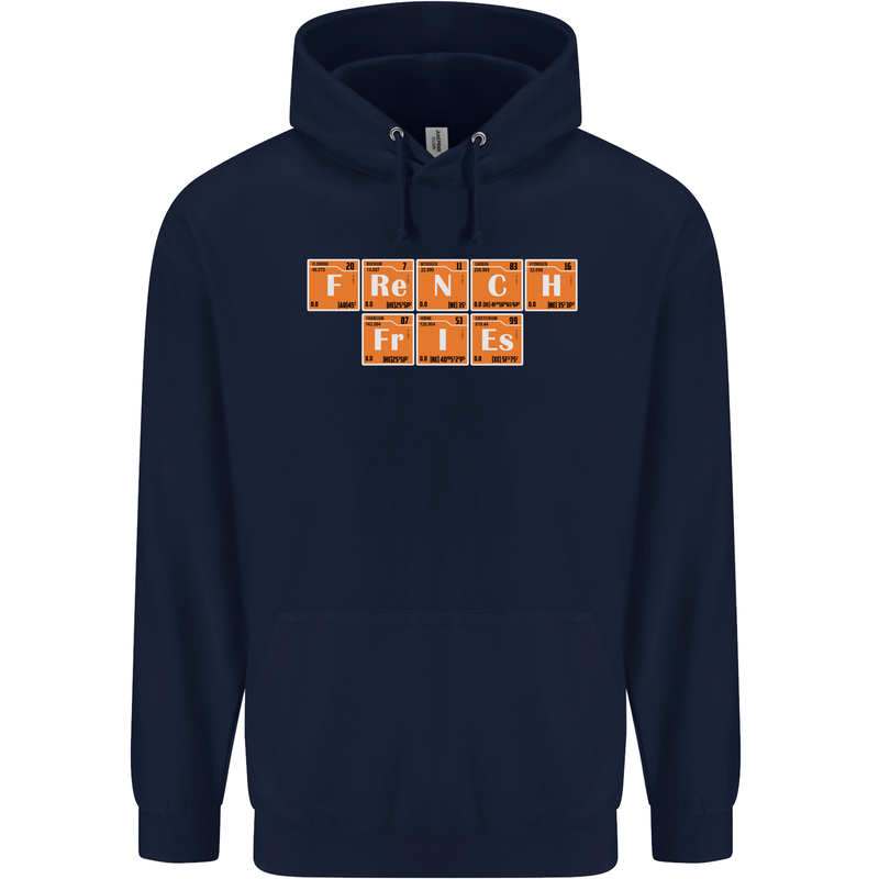 French Fries Periodic Table Chemistry Funny Childrens Kids Hoodie Navy Blue