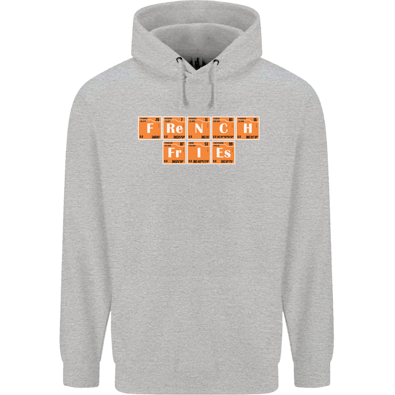 French Fries Periodic Table Chemistry Funny Childrens Kids Hoodie Sports Grey