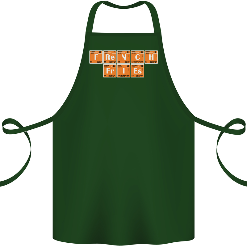 French Fries Periodic Table Chemistry Funny Cotton Apron 100% Organic Forest Green