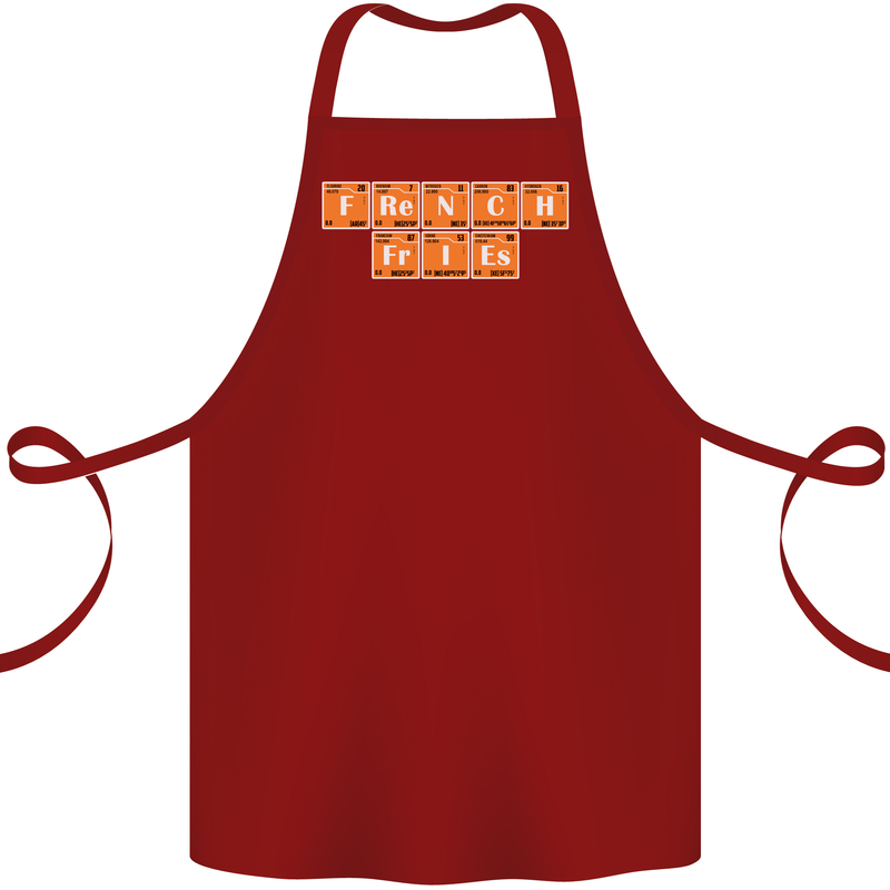 French Fries Periodic Table Chemistry Funny Cotton Apron 100% Organic Maroon
