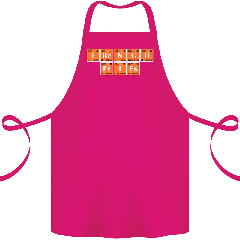 French Fries Periodic Table Chemistry Funny Cotton Apron 100% Organic Pink
