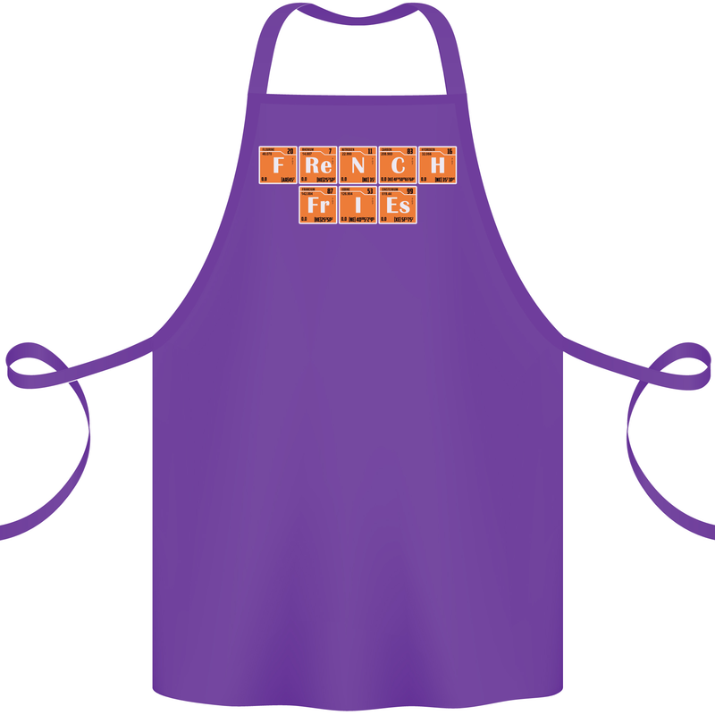 French Fries Periodic Table Chemistry Funny Cotton Apron 100% Organic Purple