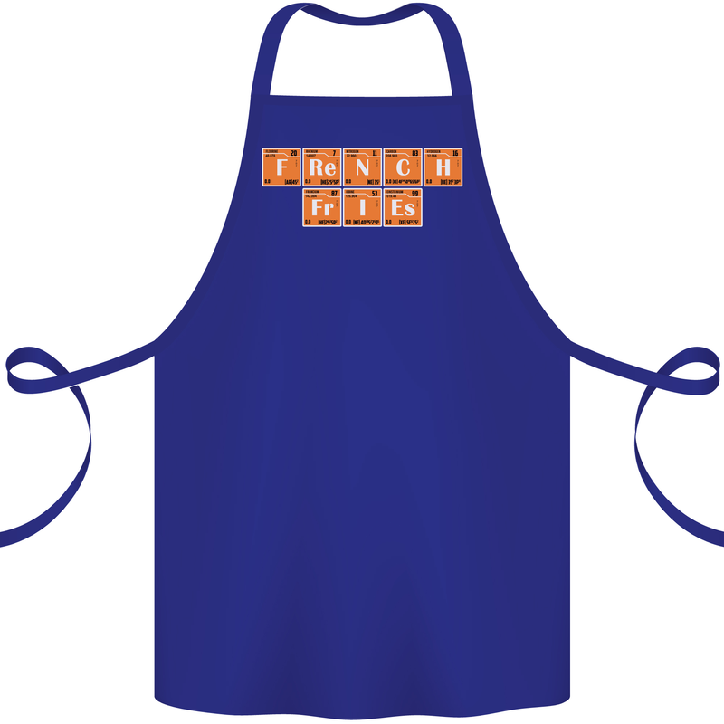 French Fries Periodic Table Chemistry Funny Cotton Apron 100% Organic Royal Blue