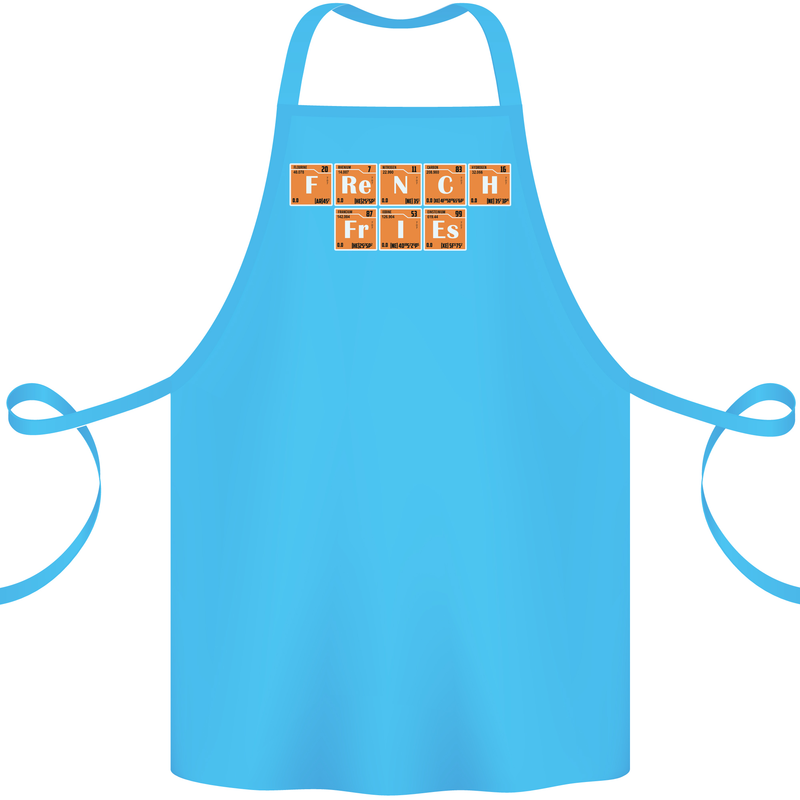 French Fries Periodic Table Chemistry Funny Cotton Apron 100% Organic Turquoise