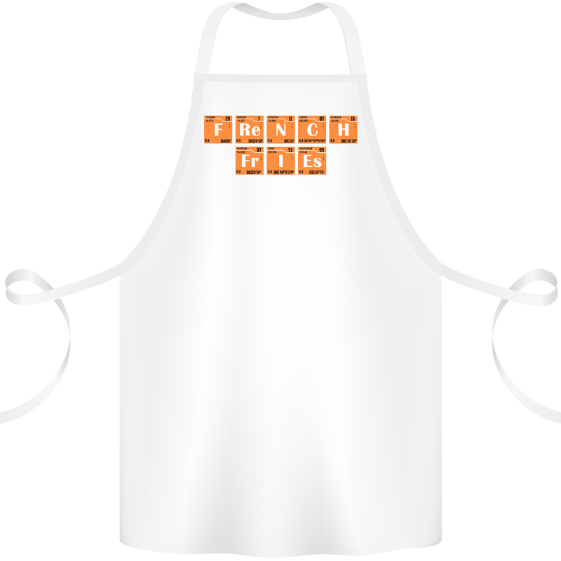 French Fries Periodic Table Chemistry Funny Cotton Apron 100% Organic White