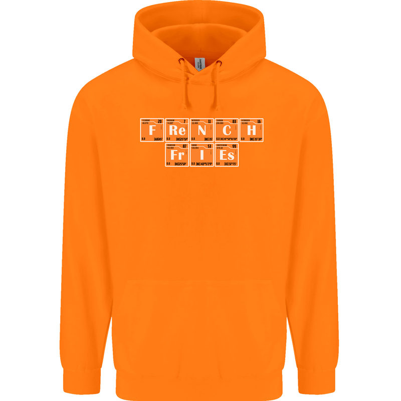 French Fries Periodic Table Chemistry Funny Mens 80% Cotton Hoodie Orange