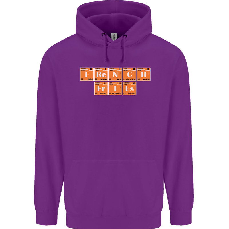 French Fries Periodic Table Chemistry Funny Mens 80% Cotton Hoodie Purple