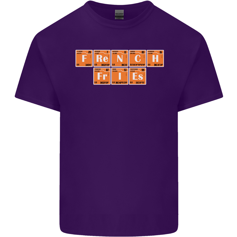 French Fries Periodic Table Chemistry Funny Mens Cotton T-Shirt Tee Top Purple