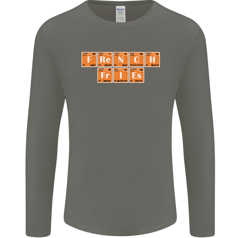 French Fries Periodic Table Chemistry Funny Mens Long Sleeve T-Shirt Charcoal