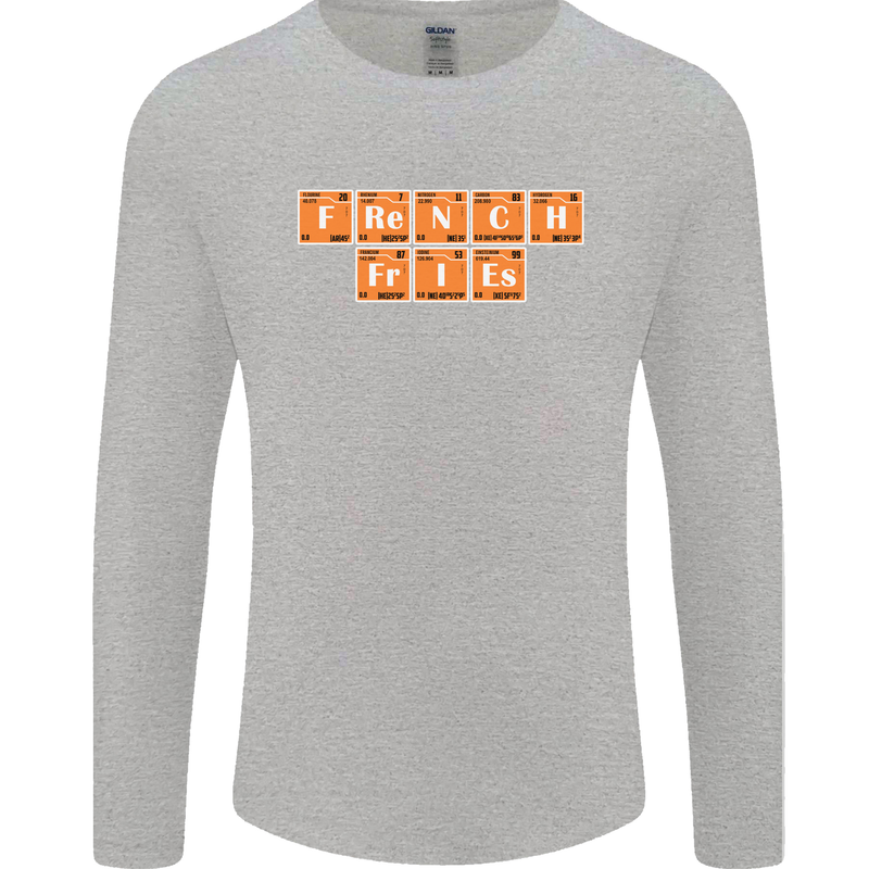 French Fries Periodic Table Chemistry Funny Mens Long Sleeve T-Shirt Sports Grey