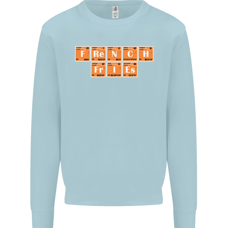French Fries Periodic Table Chemistry Funny Mens Sweatshirt Jumper Light Blue