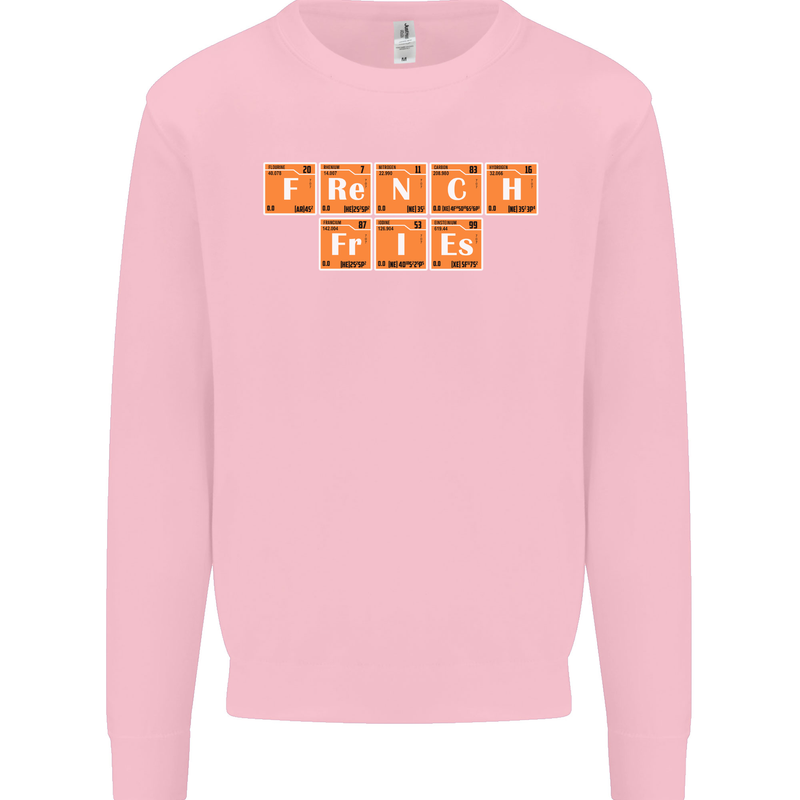 French Fries Periodic Table Chemistry Funny Mens Sweatshirt Jumper Light Pink