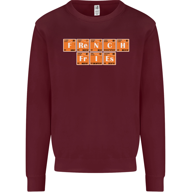 French Fries Periodic Table Chemistry Funny Mens Sweatshirt Jumper Maroon