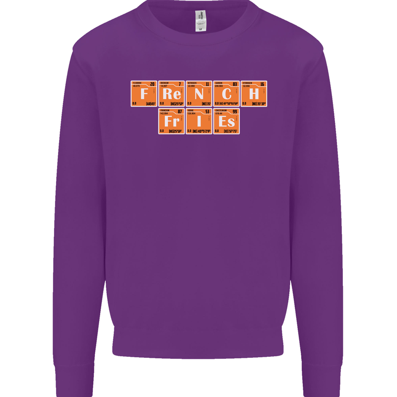 French Fries Periodic Table Chemistry Funny Mens Sweatshirt Jumper Purple