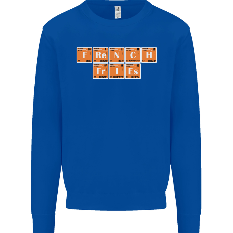 French Fries Periodic Table Chemistry Funny Mens Sweatshirt Jumper Royal Blue