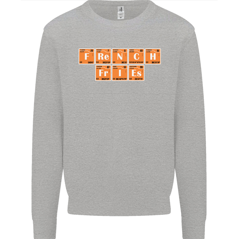 French Fries Periodic Table Chemistry Funny Mens Sweatshirt Jumper Sports Grey