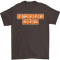 French Fries Periodic Table Chemistry Funny Mens T-Shirt Cotton Gildan Dark Chocolate