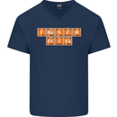 French Fries Periodic Table Chemistry Funny Mens V-Neck Cotton T-Shirt Navy Blue