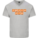 French Fries Periodic Table Chemistry Funny Mens V-Neck Cotton T-Shirt Sports Grey
