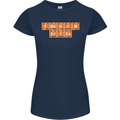 French Fries Periodic Table Chemistry Funny Womens Petite Cut T-Shirt Navy Blue