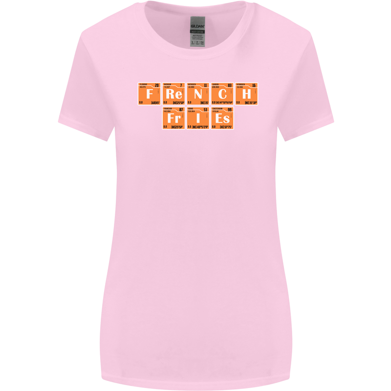 French Fries Periodic Table Chemistry Funny Womens Wider Cut T-Shirt Light Pink